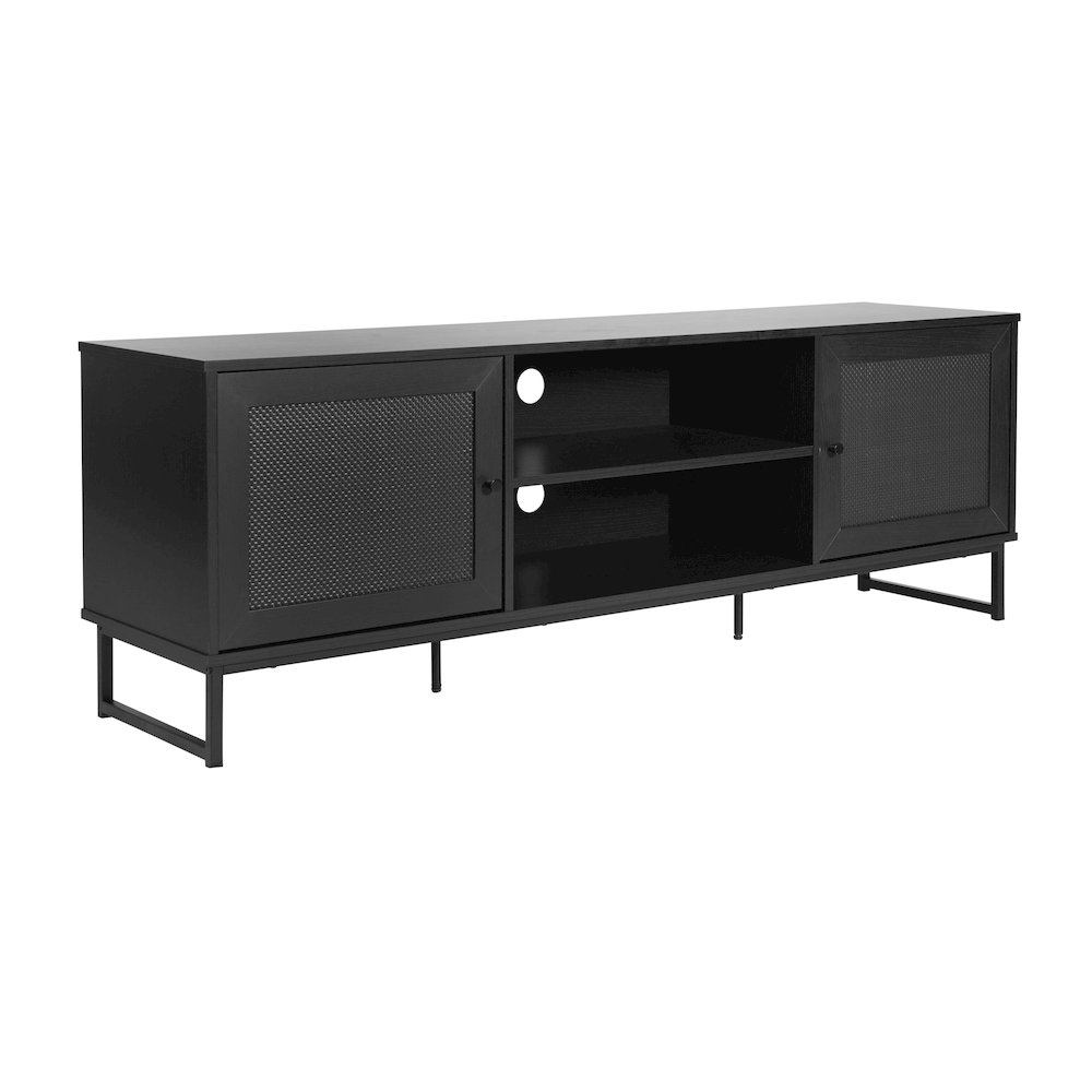 Malaki Mid-Century Modern 65 Inch TV Stand, TV Stand for up to 70" TV's, Black. Picture 1