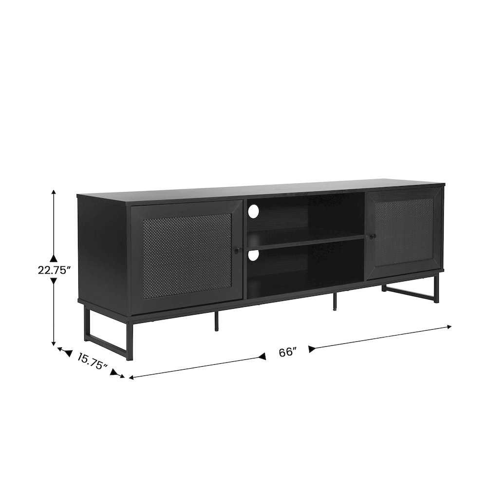 Malaki Mid-Century Modern 65 Inch TV Stand, TV Stand for up to 70" TV's, Black. Picture 4