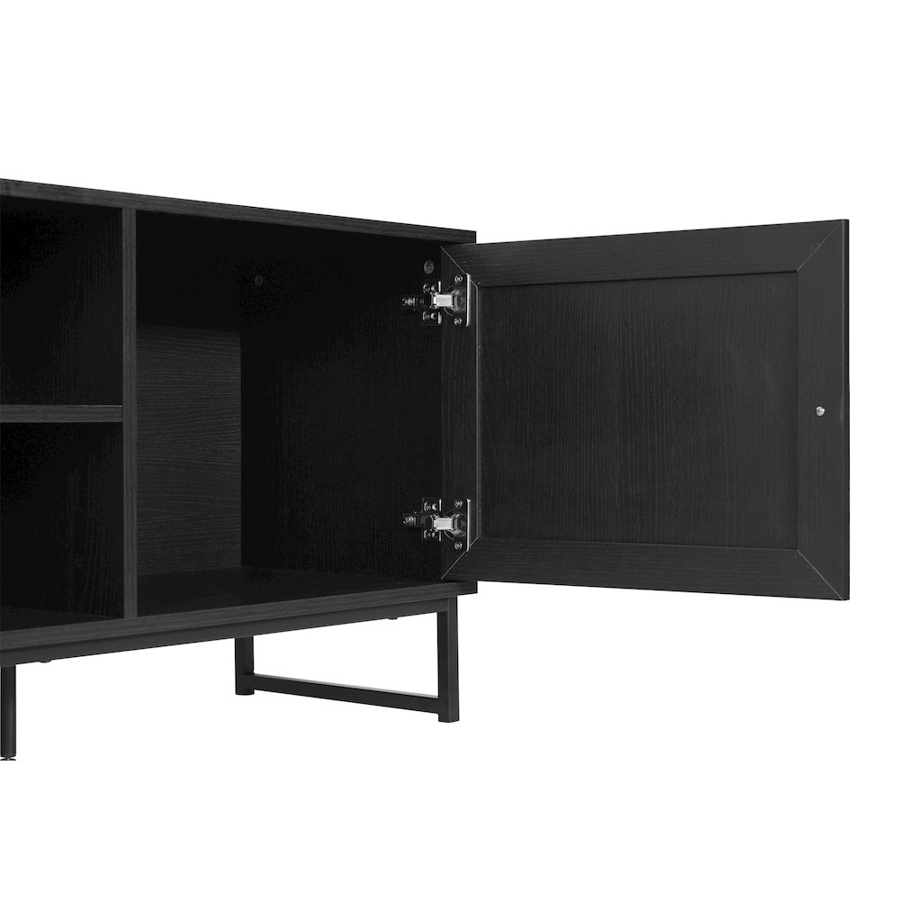 Malaki Mid-Century Modern 65 Inch TV Stand, TV Stand for up to 70" TV's, Black. Picture 9