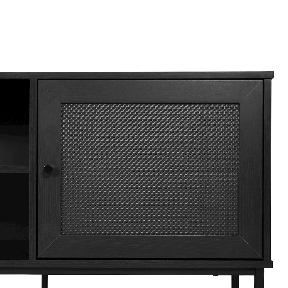 Malaki Mid-Century Modern 65 Inch TV Stand, TV Stand for up to 70" TV's, Black. Picture 10