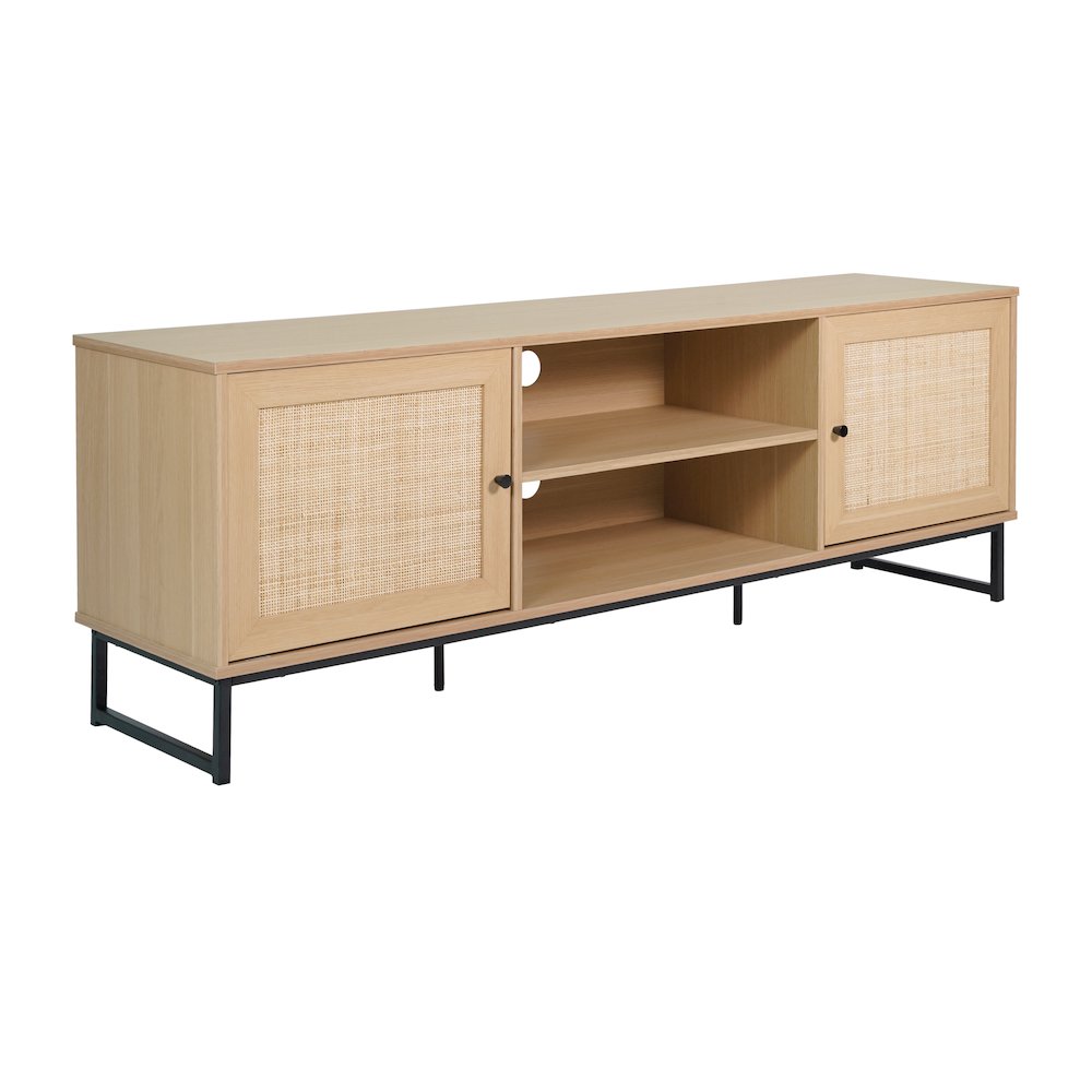 Malaki Mid-Century Modern 65 Inch TV Stand, TV Stand for up to 70" TV's,Natural. Picture 1
