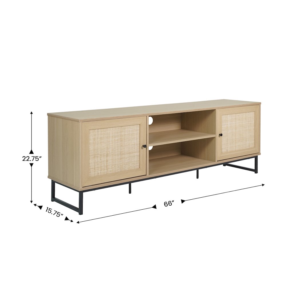 Malaki Mid-Century Modern 65 Inch TV Stand, TV Stand for up to 70" TV's,Natural. Picture 4