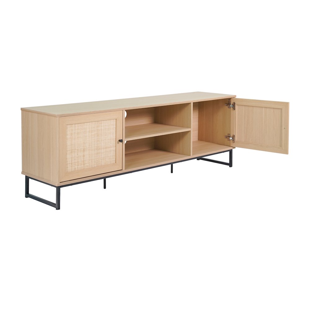 Malaki Mid-Century Modern 65 Inch TV Stand, TV Stand for up to 70" TV's,Natural. Picture 6