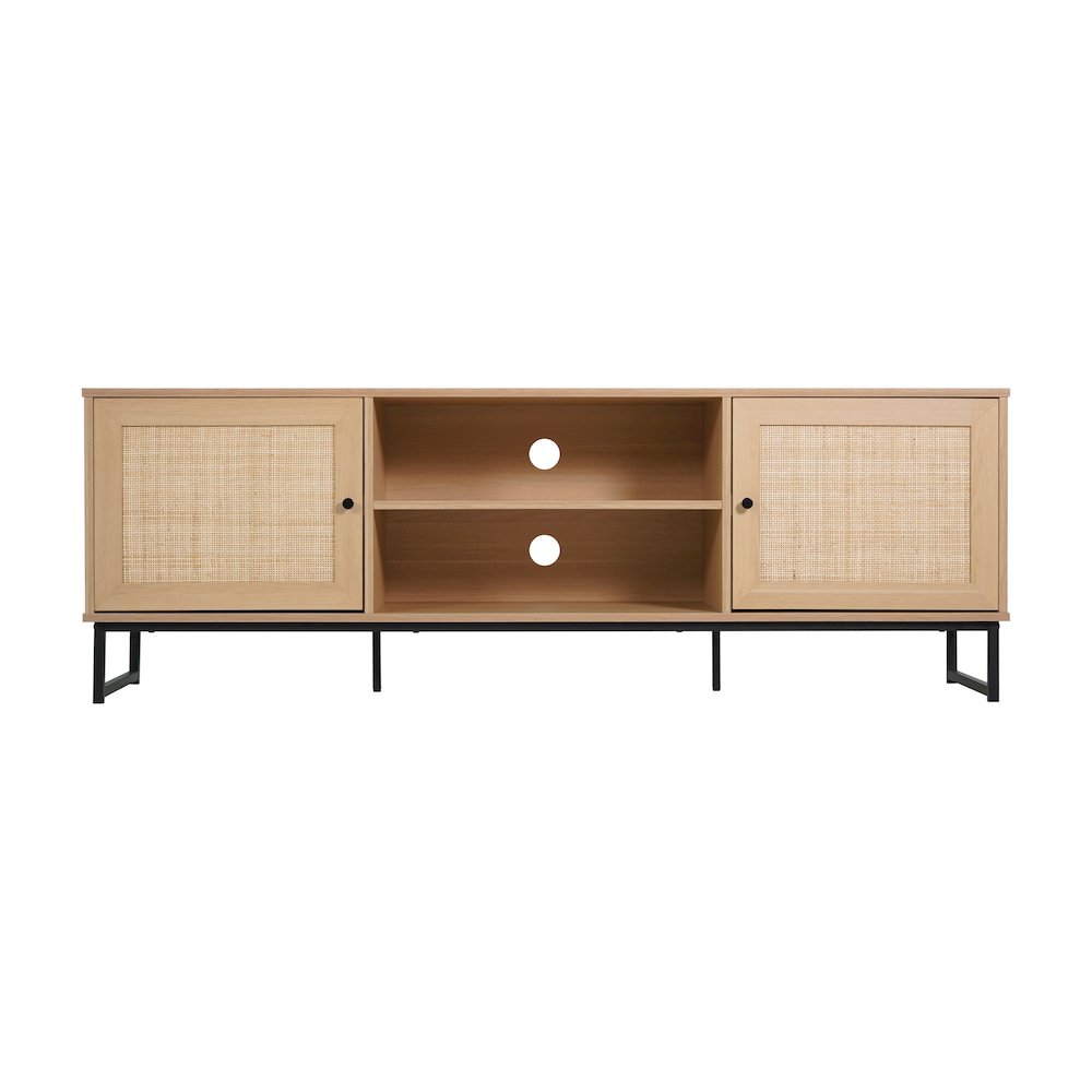 Malaki Mid-Century Modern 65 Inch TV Stand, TV Stand for up to 70" TV's,Natural. Picture 8