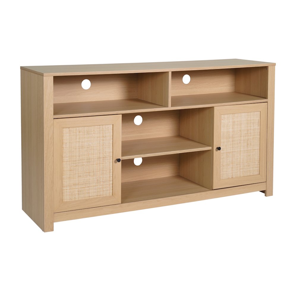 Modern 58 Inch Buffet Sideboard, TV Stand for up to 65" TV's, Natural/Rattan. Picture 1