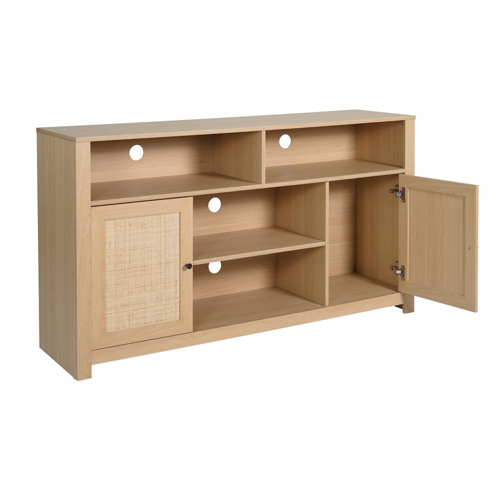Modern 58 Inch Buffet Sideboard, TV Stand for up to 65" TV's, Natural/Rattan. Picture 6