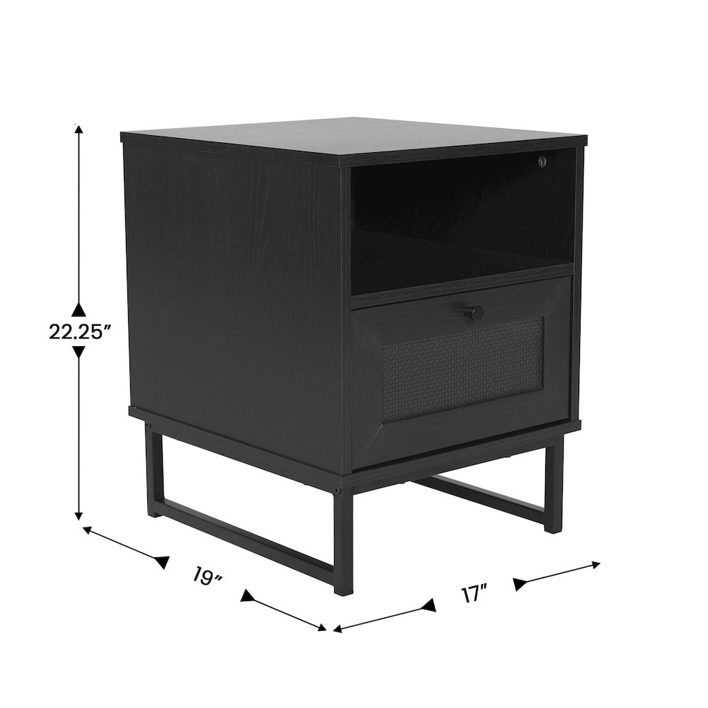 Set of 2 Mid-Century Modern Nightstands or End Tables, Black. Picture 5