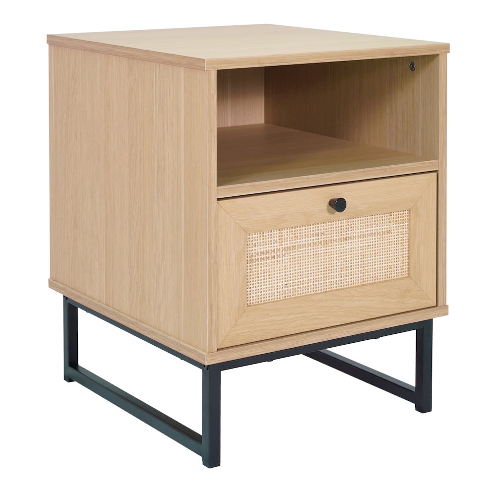 Malaki Mid-Century Modern Nightstand or End Table, Natural. Picture 1
