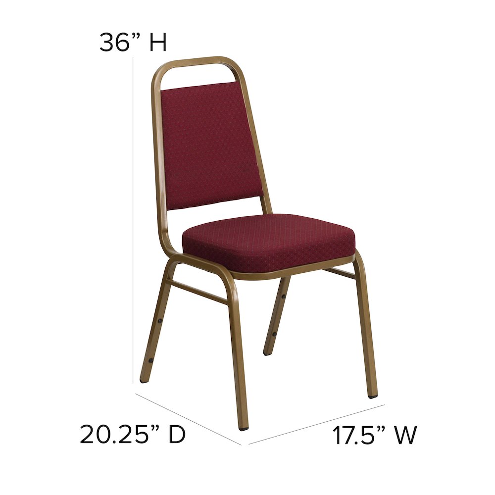 Trapezoidal Back Stacking Banquet Chair in Burgundy Fabric - Gold Frame. Picture 6
