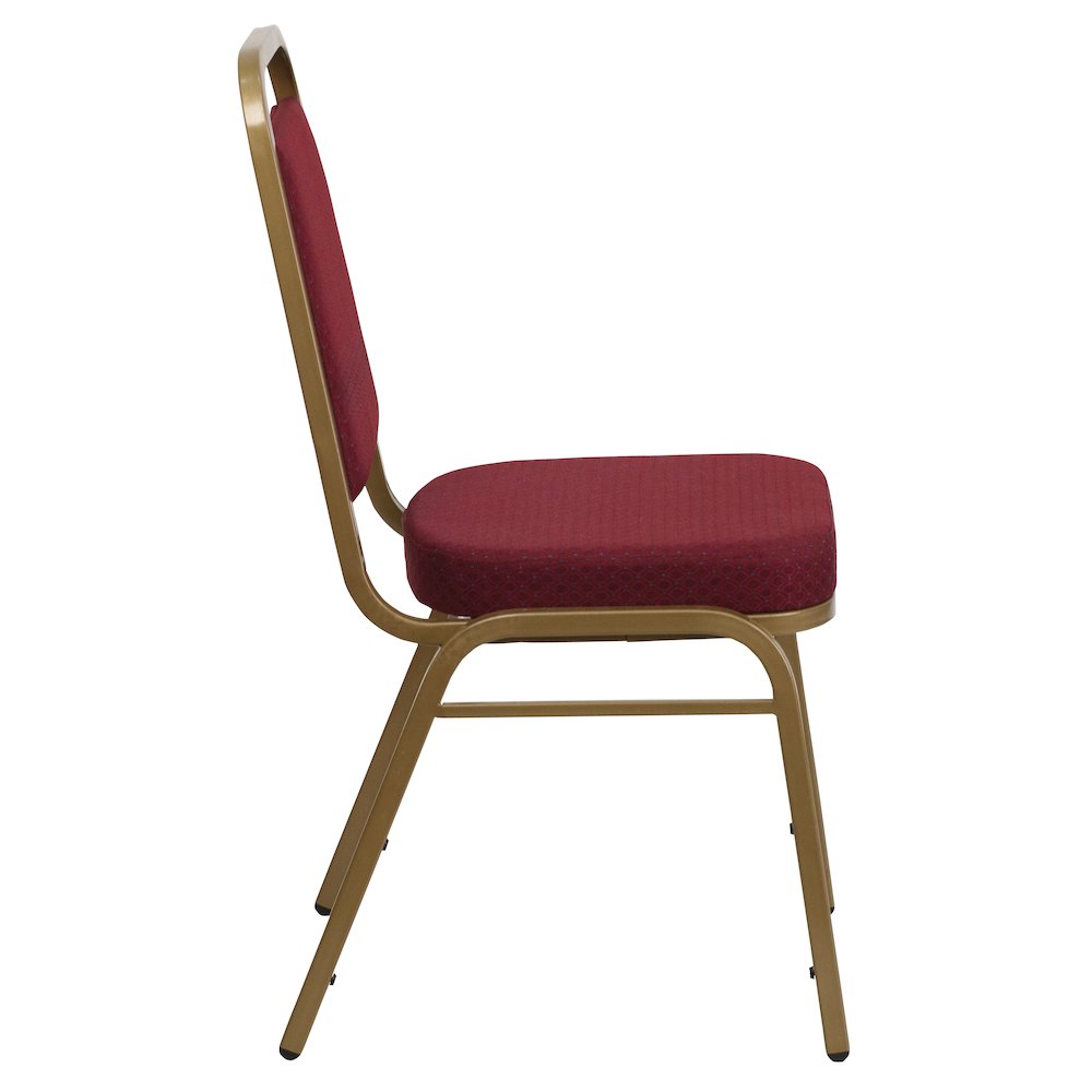 Trapezoidal Back Stacking Banquet Chair in Burgundy Fabric - Gold Frame. Picture 9