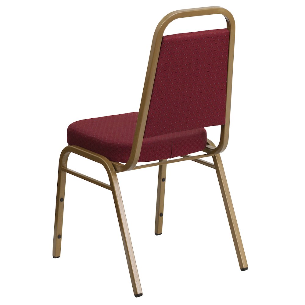 Trapezoidal Back Stacking Banquet Chair in Burgundy Fabric - Gold Frame. Picture 7
