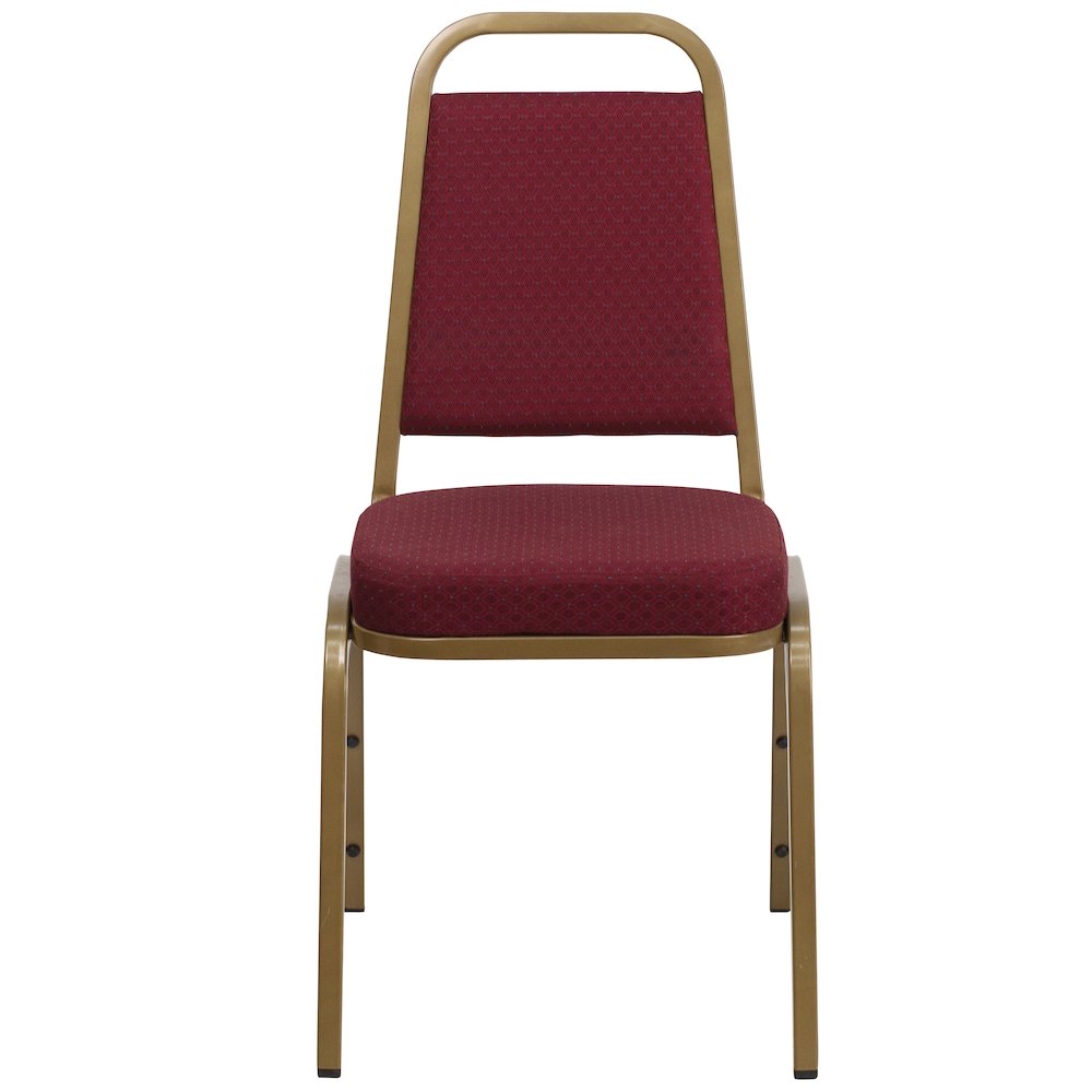 Trapezoidal Back Stacking Banquet Chair in Burgundy Fabric - Gold Frame. Picture 10