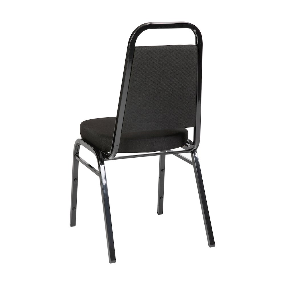 Trapezoidal Back Stacking Banquet Chair with Black Fabric, Black Frame. Picture 5