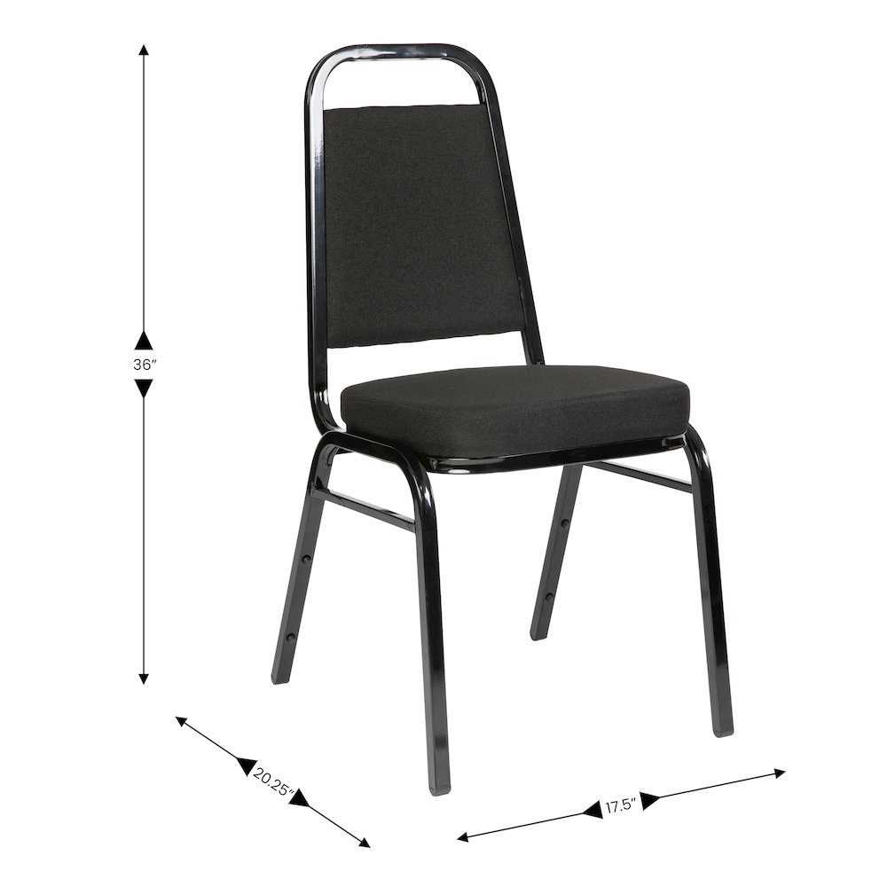 Trapezoidal Back Stacking Banquet Chair with Black Fabric, Black Frame. Picture 4