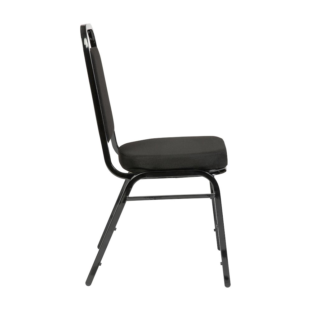 Trapezoidal Back Stacking Banquet Chair with Black Fabric, Black Frame. Picture 7