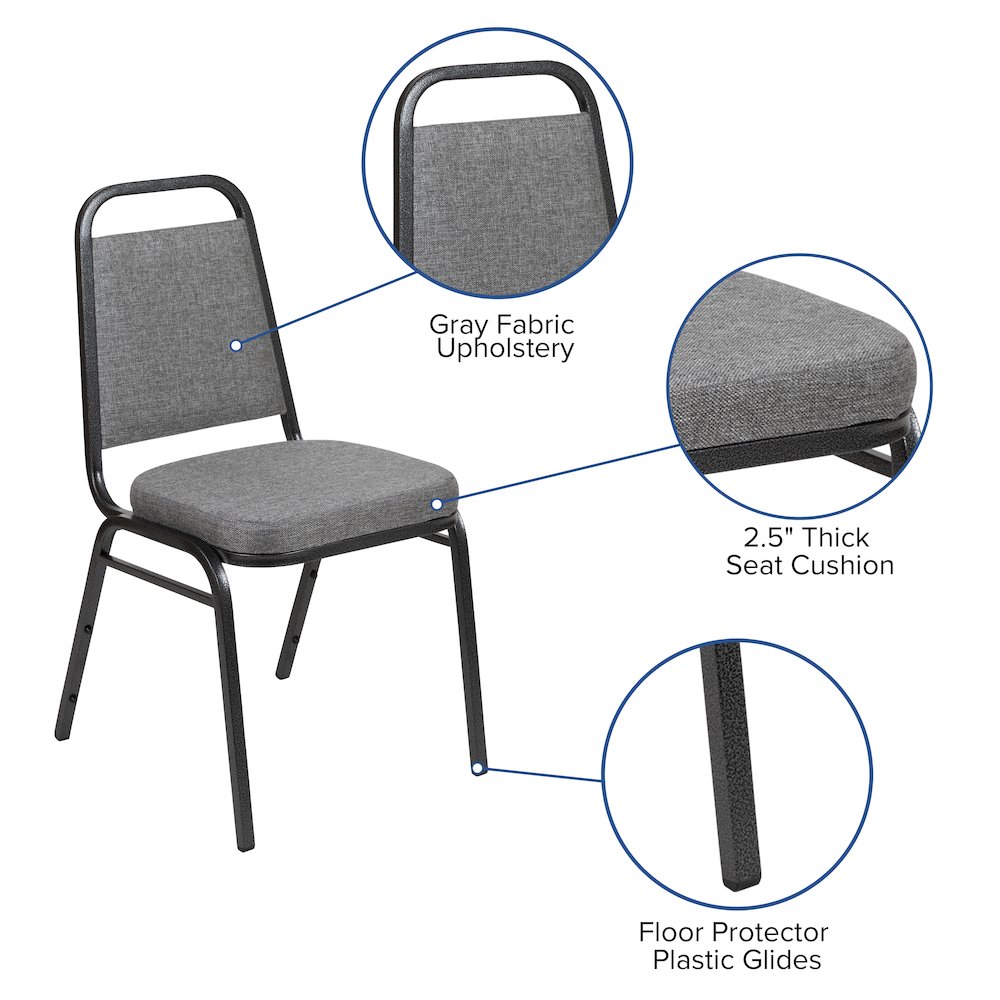 Back Stacking Banquet Chair with 2.5" Thick Seat in Gray Fabric. Picture 5