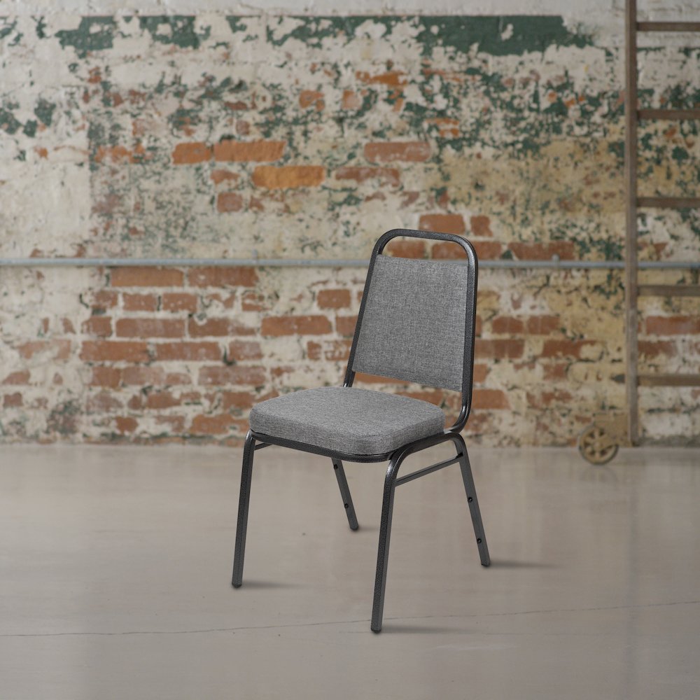 Back Stacking Banquet Chair with 2.5" Thick Seat in Gray Fabric. Picture 2