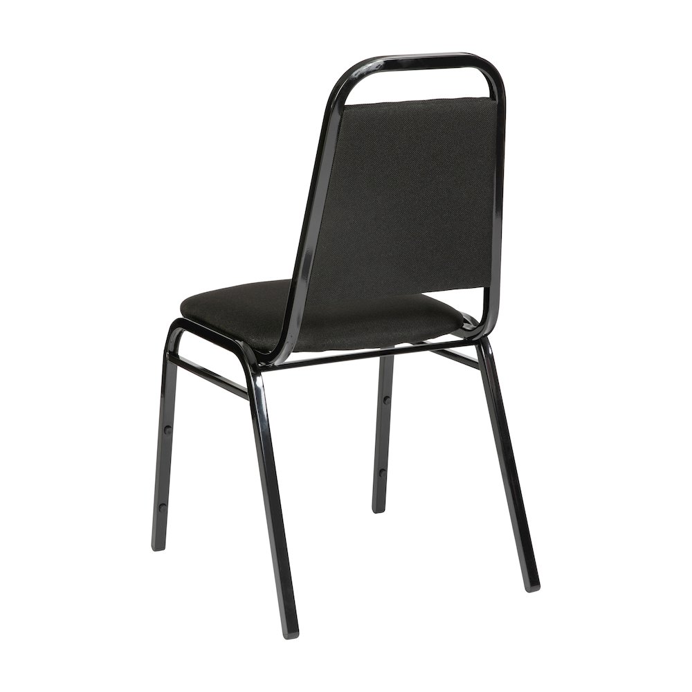 Trapezoidal Back Stacking Banquet Chair in Black Fabric - Black Frame. Picture 5