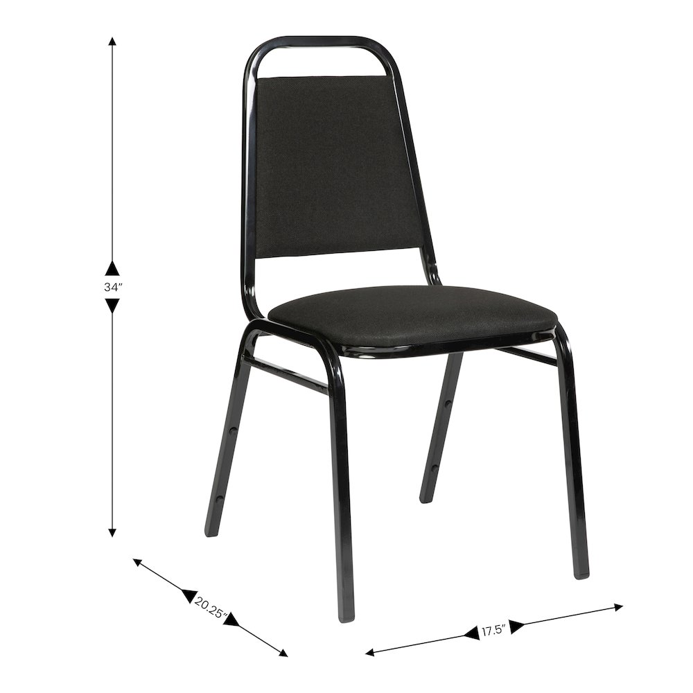 Trapezoidal Back Stacking Banquet Chair in Black Fabric - Black Frame. Picture 4