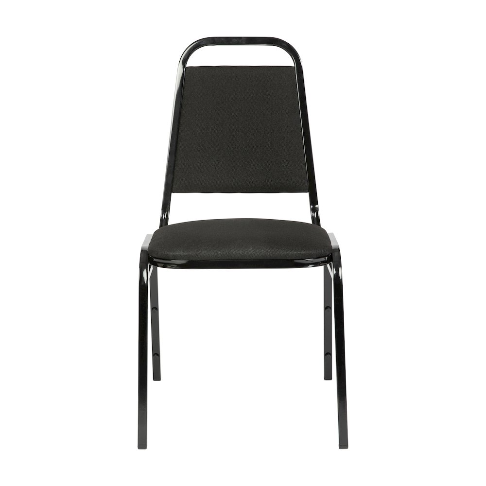 Trapezoidal Back Stacking Banquet Chair in Black Fabric - Black Frame. Picture 8