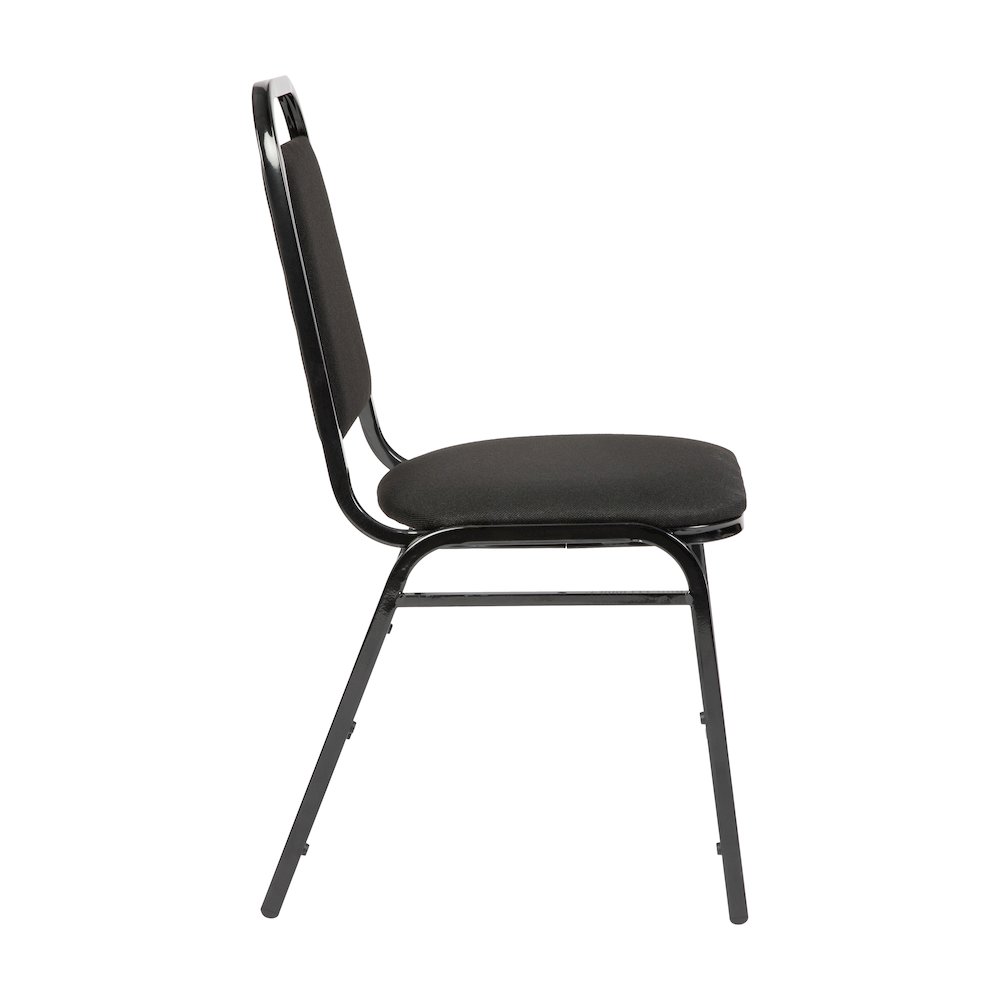 Trapezoidal Back Stacking Banquet Chair in Black Fabric - Black Frame. Picture 7