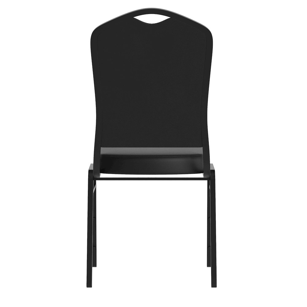 HERCULES Series Crown Back Stacking Banquet Chair in Black Vinyl - Black Frame. Picture 7