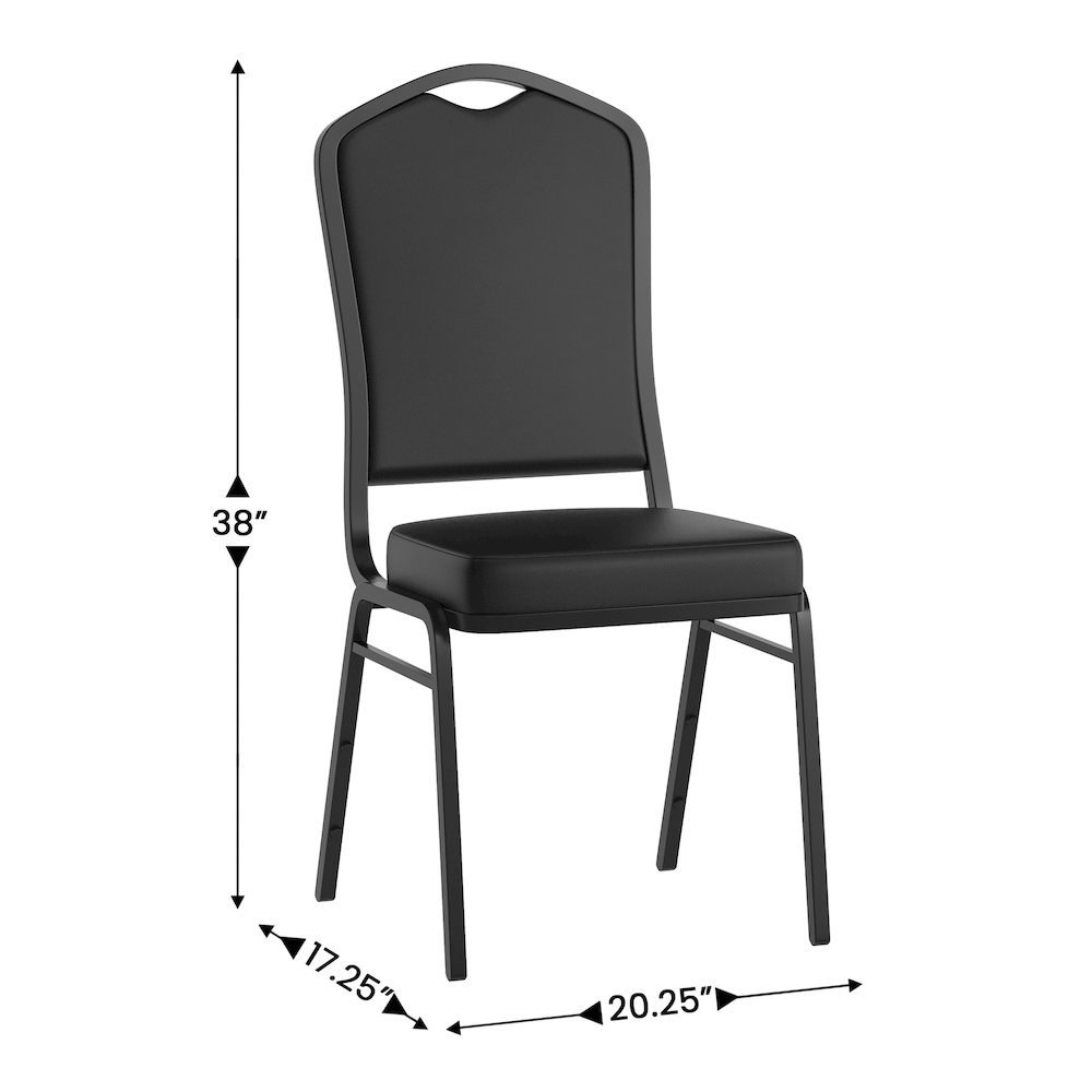 HERCULES Series Crown Back Stacking Banquet Chair in Black Vinyl - Black Frame. Picture 5