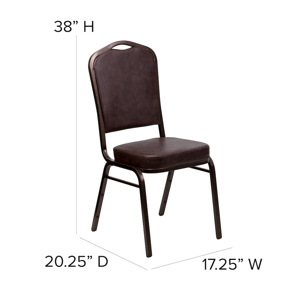 Crown Back Stacking Banquet Chair in Brown Vinyl - Copper Vein Frame. Picture 6
