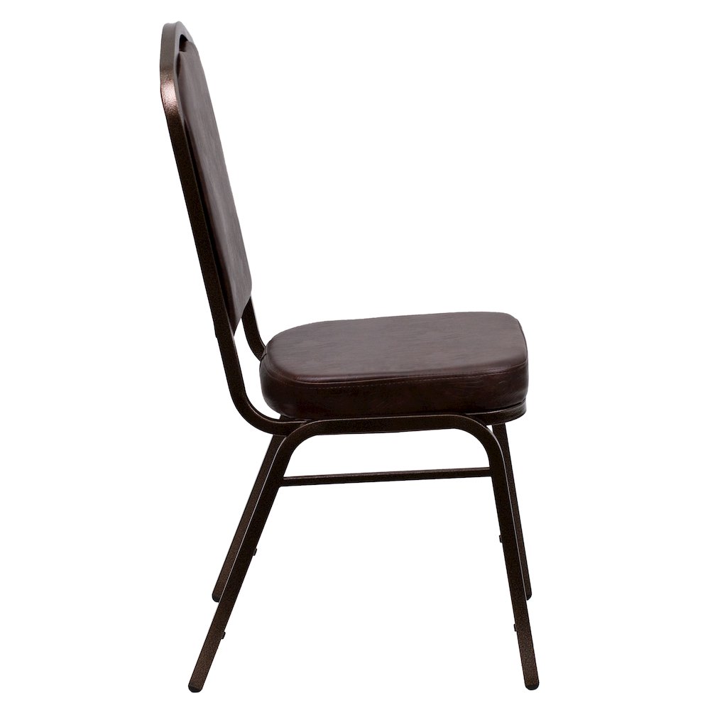 Crown Back Stacking Banquet Chair in Brown Vinyl - Copper Vein Frame. Picture 9