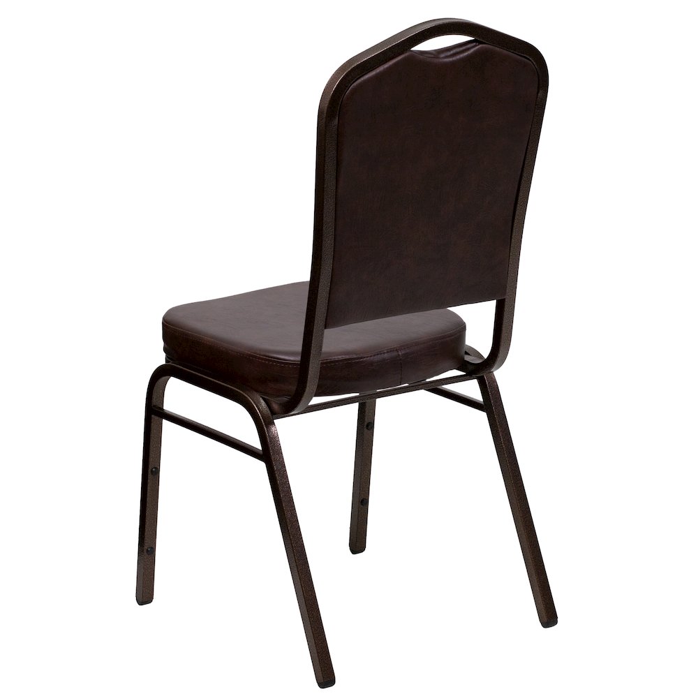 Crown Back Stacking Banquet Chair in Brown Vinyl - Copper Vein Frame. Picture 7