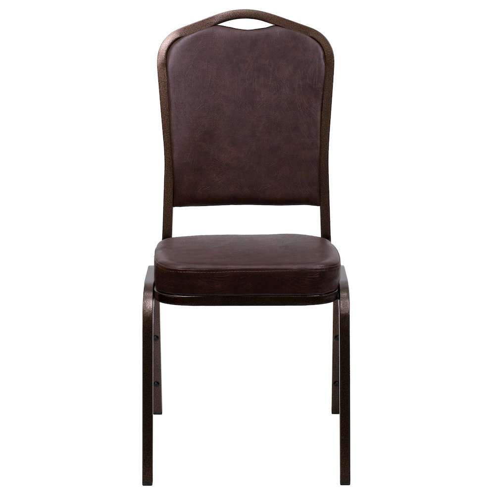 Crown Back Stacking Banquet Chair in Brown Vinyl - Copper Vein Frame. Picture 10