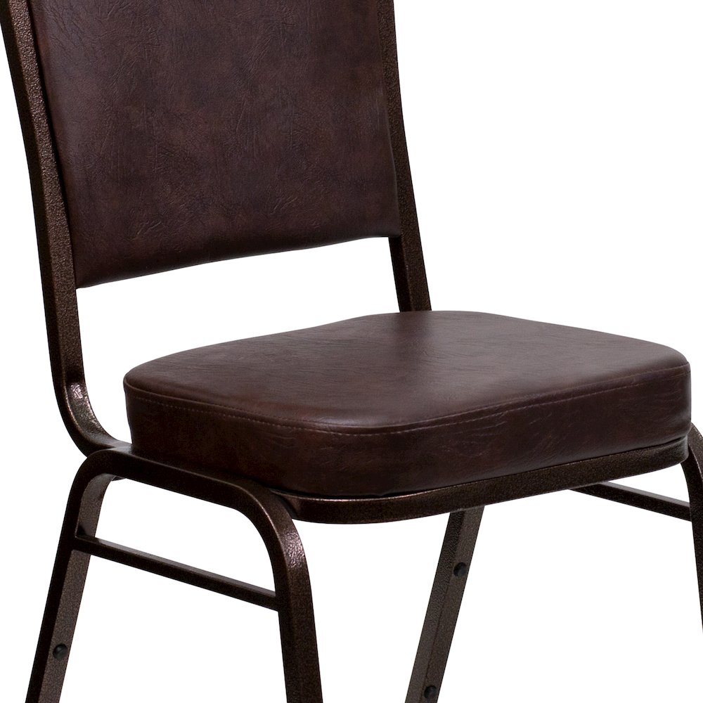 Crown Back Stacking Banquet Chair in Brown Vinyl - Copper Vein Frame. Picture 13