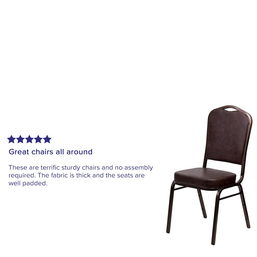 Crown Back Stacking Banquet Chair in Brown Vinyl - Copper Vein Frame. Picture 4