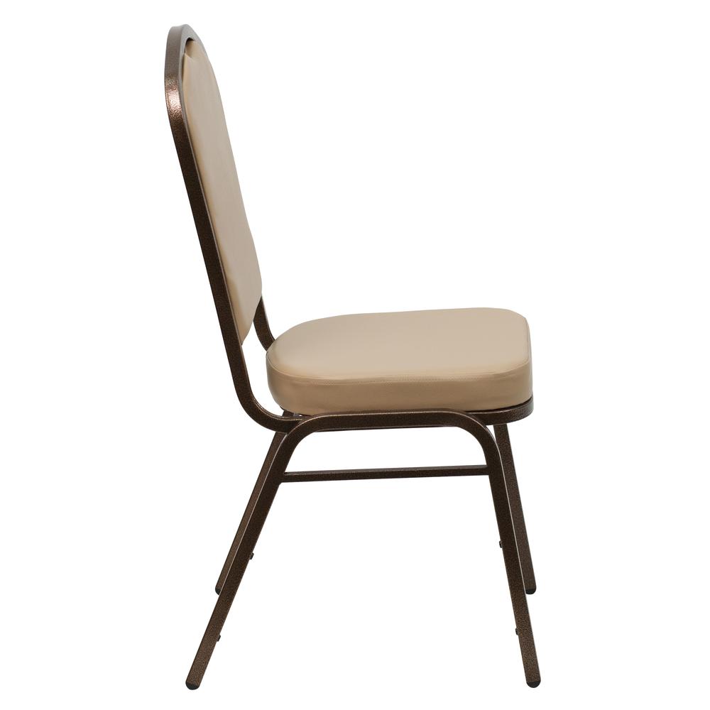 Crown Back Stacking Banquet Chair in Tan Vinyl - Copper Vein Frame. Picture 3