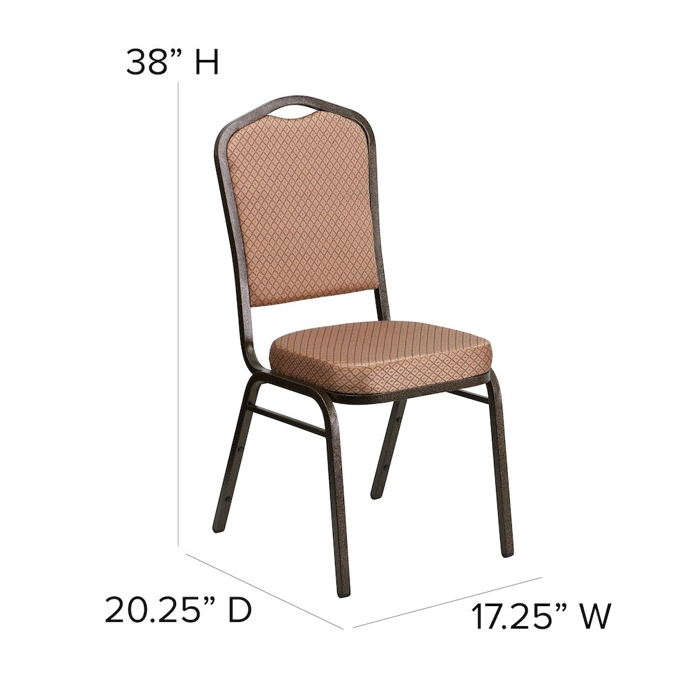 Crown Back Stacking Banquet Chair in Gold Diamond Fabric - Gold Vein Frame. Picture 6