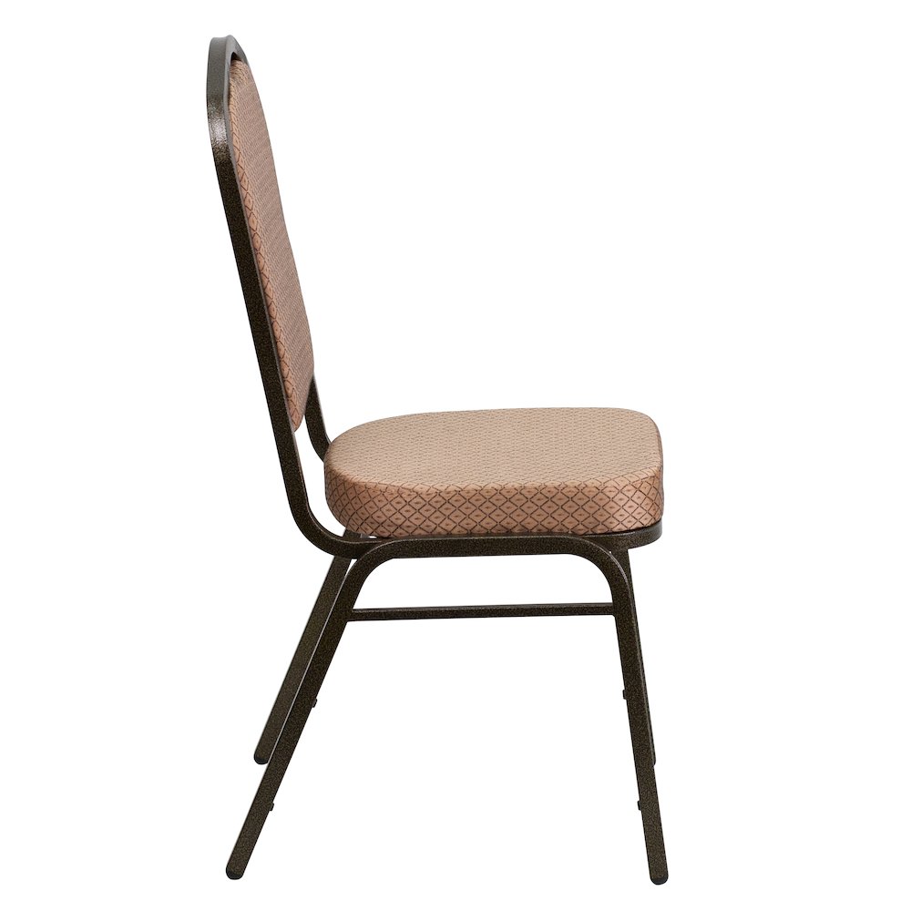 Crown Back Stacking Banquet Chair in Gold Diamond Fabric - Gold Vein Frame. Picture 9