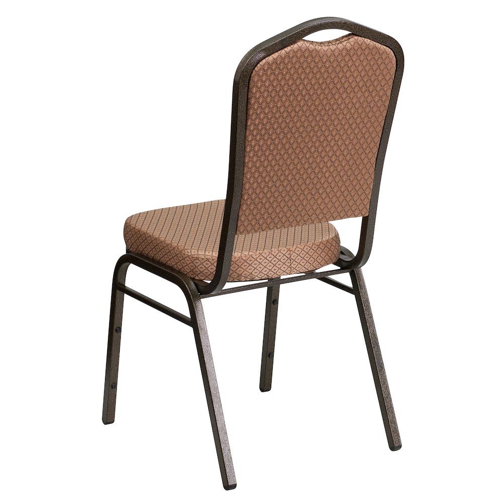 Crown Back Stacking Banquet Chair in Gold Diamond Fabric - Gold Vein Frame. Picture 7