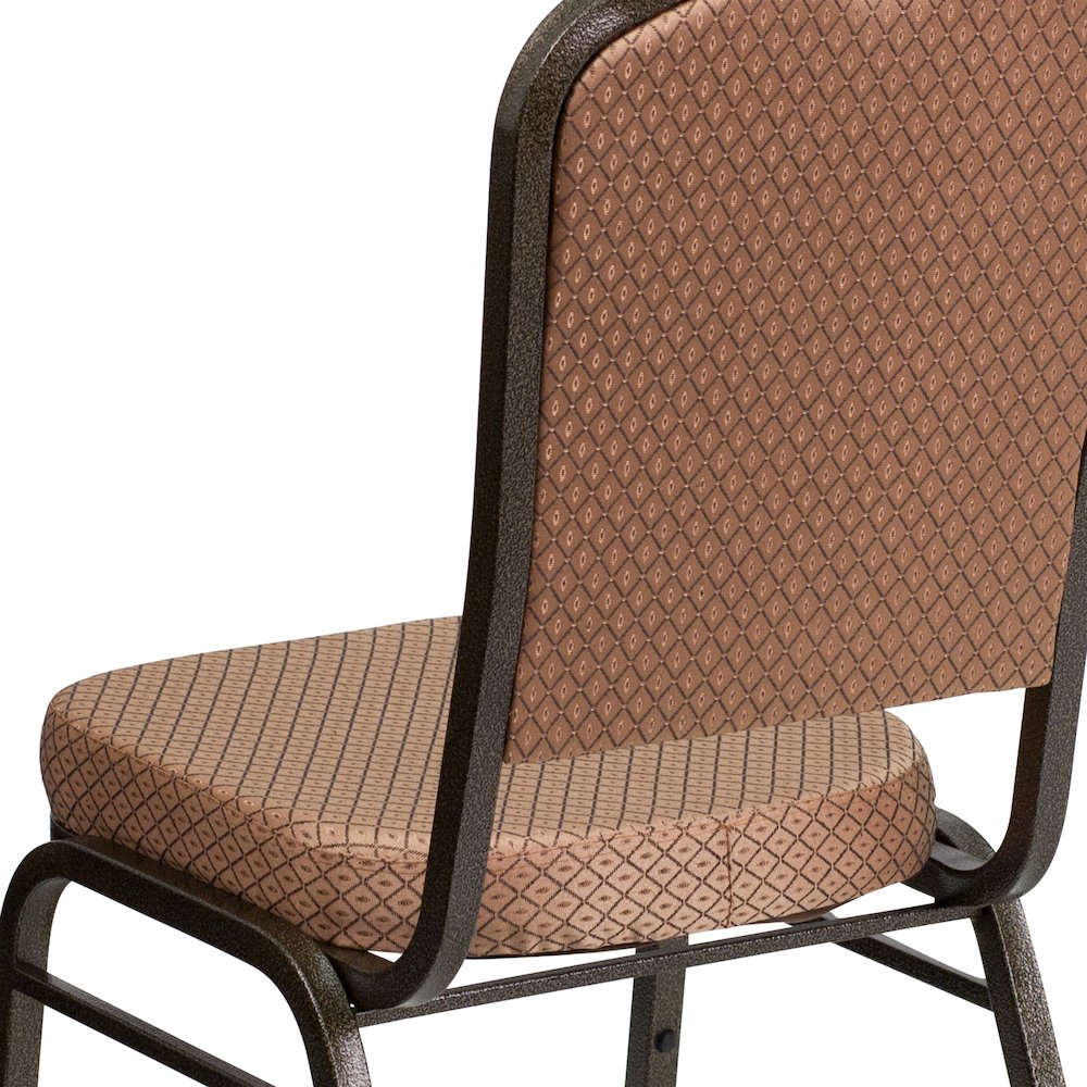 Crown Back Stacking Banquet Chair in Gold Diamond Fabric - Gold Vein Frame. Picture 12