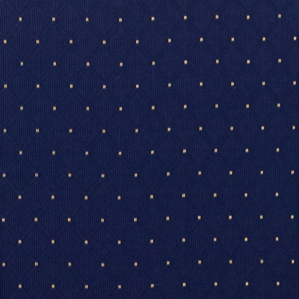 Crown Back Stacking Banquet Chair in Navy Blue Dot Fabric - Gold Vein Frame. Picture 14