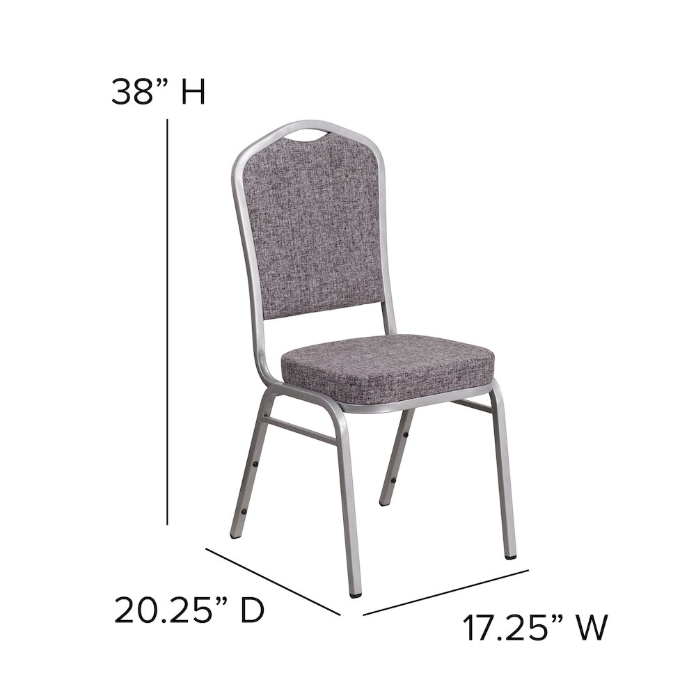 Crown Back Stacking Banquet Chair in Herringbone Fabric - Silver Frame. Picture 5