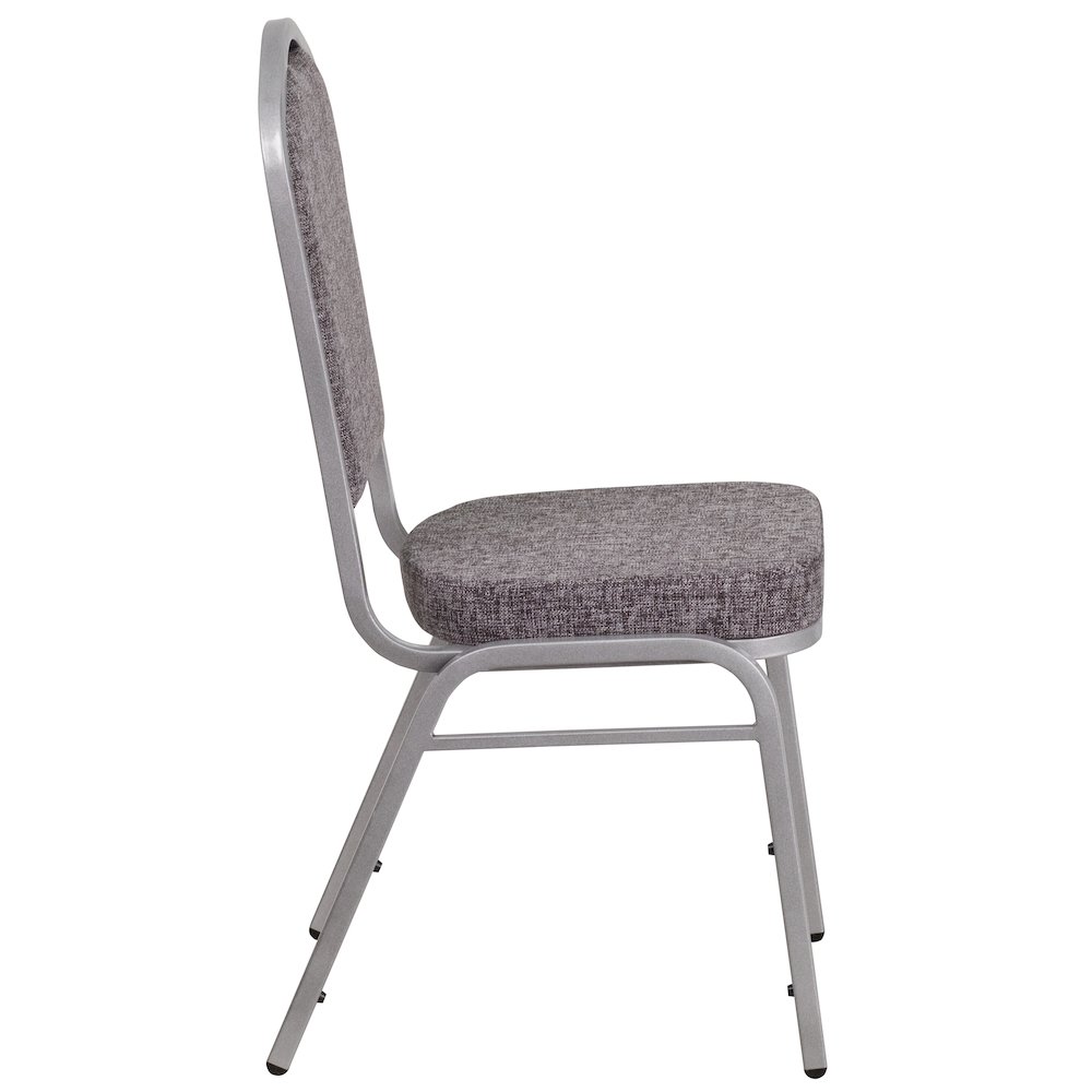 Crown Back Stacking Banquet Chair in Herringbone Fabric - Silver Frame. Picture 8