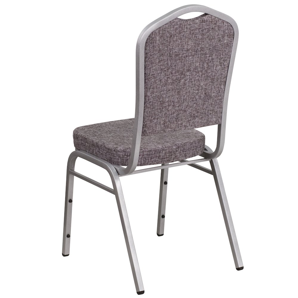 Crown Back Stacking Banquet Chair in Herringbone Fabric - Silver Frame. Picture 6