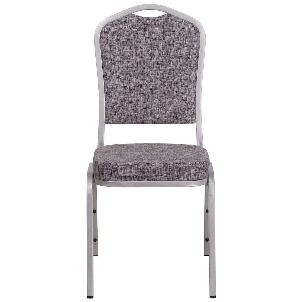 Crown Back Stacking Banquet Chair in Herringbone Fabric - Silver Frame. Picture 9