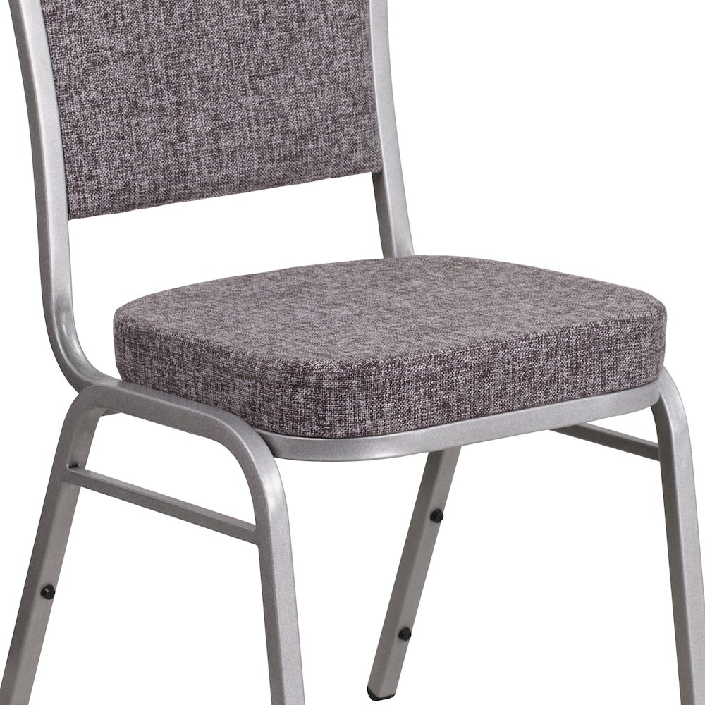 Crown Back Stacking Banquet Chair in Herringbone Fabric - Silver Frame. Picture 12