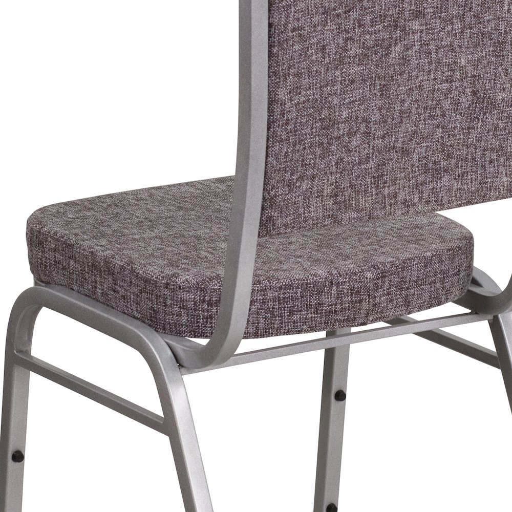 Crown Back Stacking Banquet Chair in Herringbone Fabric - Silver Frame. Picture 10