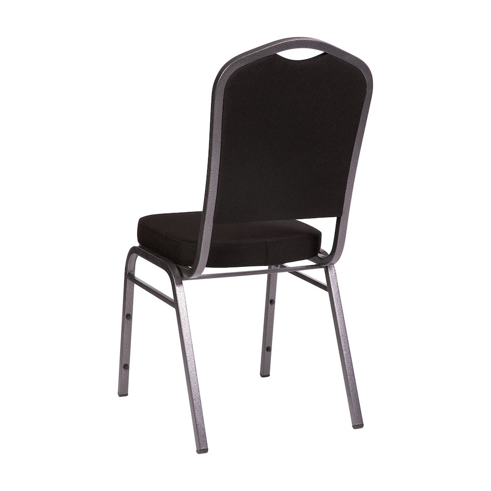 Crown Back Stacking Banquet Chair in Black Fabric - Silver Vein Frame. Picture 5