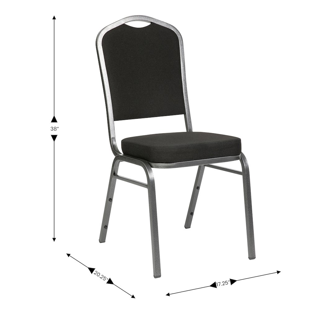 Crown Back Stacking Banquet Chair in Black Fabric - Silver Vein Frame. Picture 4