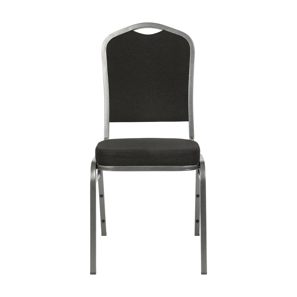 Crown Back Stacking Banquet Chair in Black Fabric - Silver Vein Frame. Picture 8