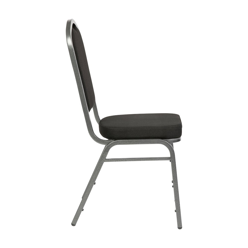 Crown Back Stacking Banquet Chair in Black Fabric - Silver Vein Frame. Picture 7