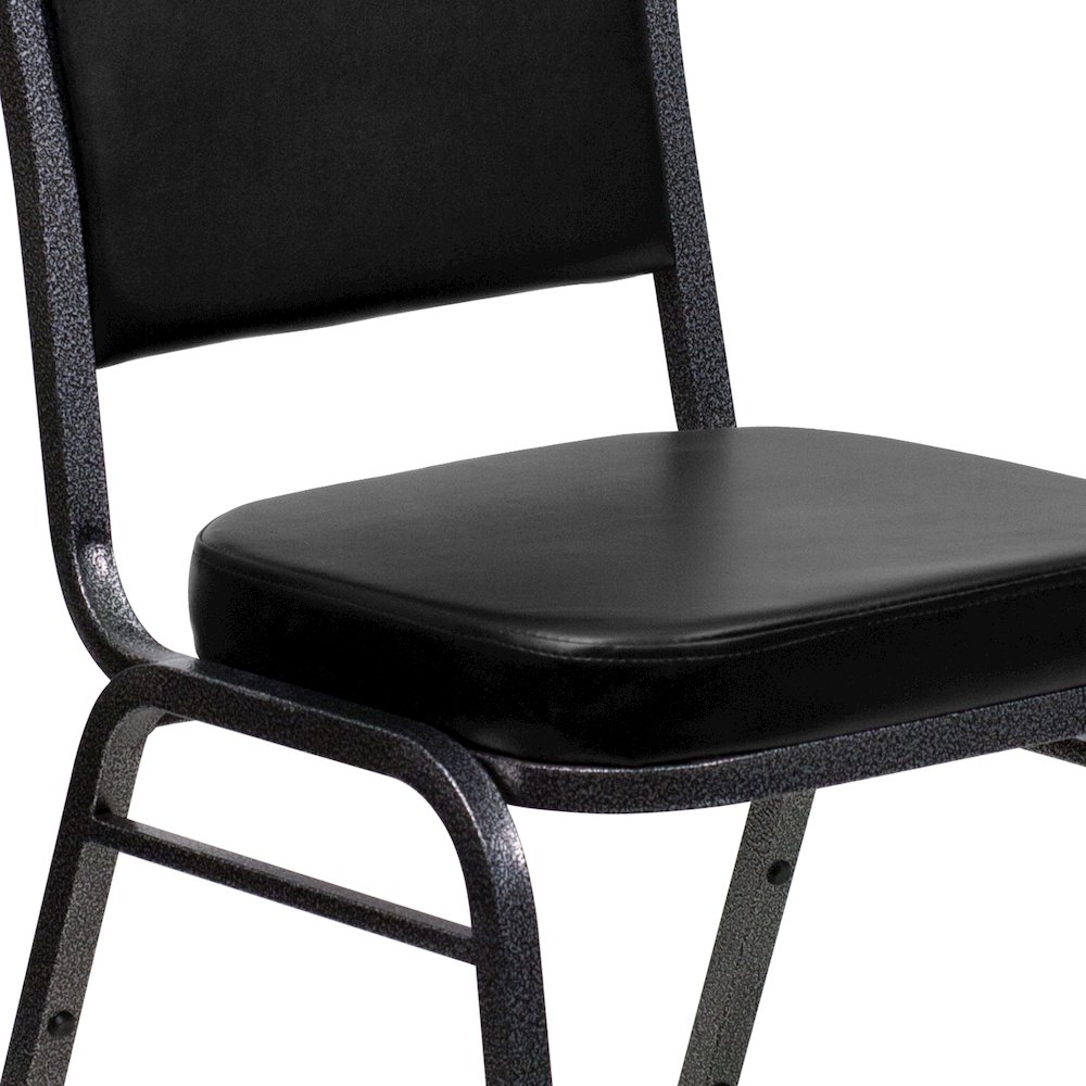 Crown Back Stacking Banquet Chair in Black Vinyl - Silver Vein Frame. Picture 13